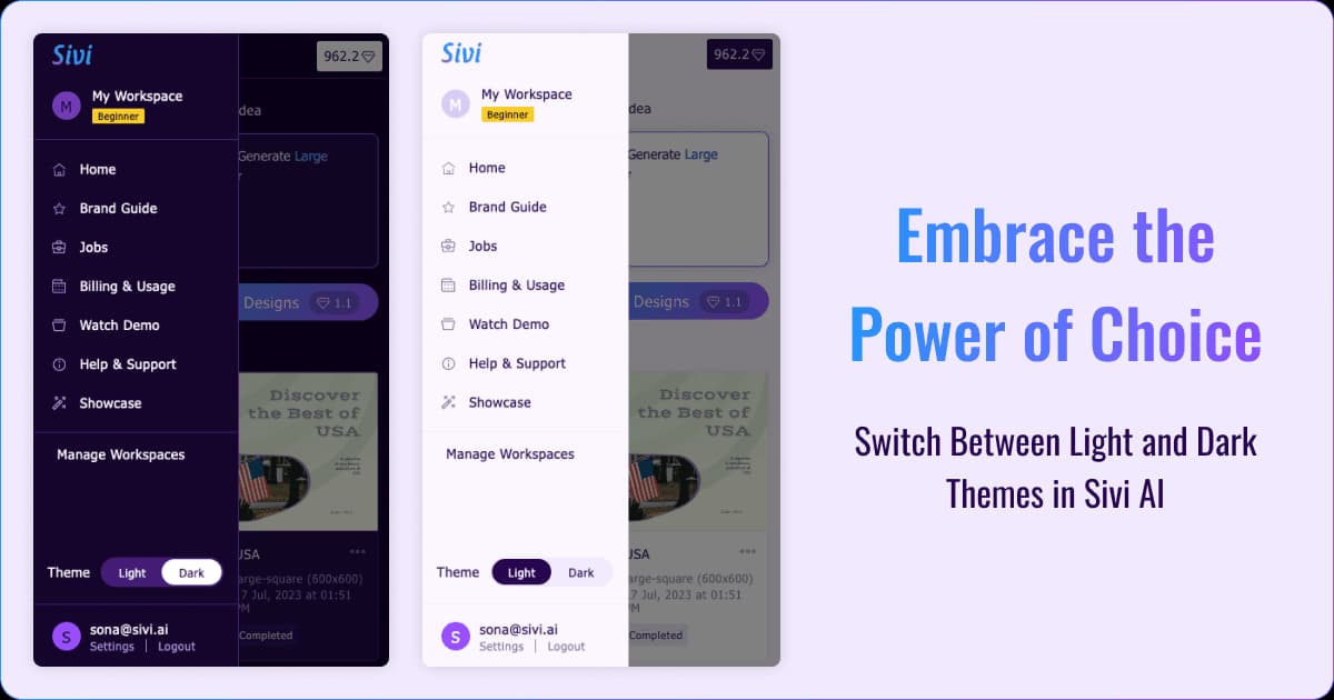 Sivi AI: Switch between light and dark themes