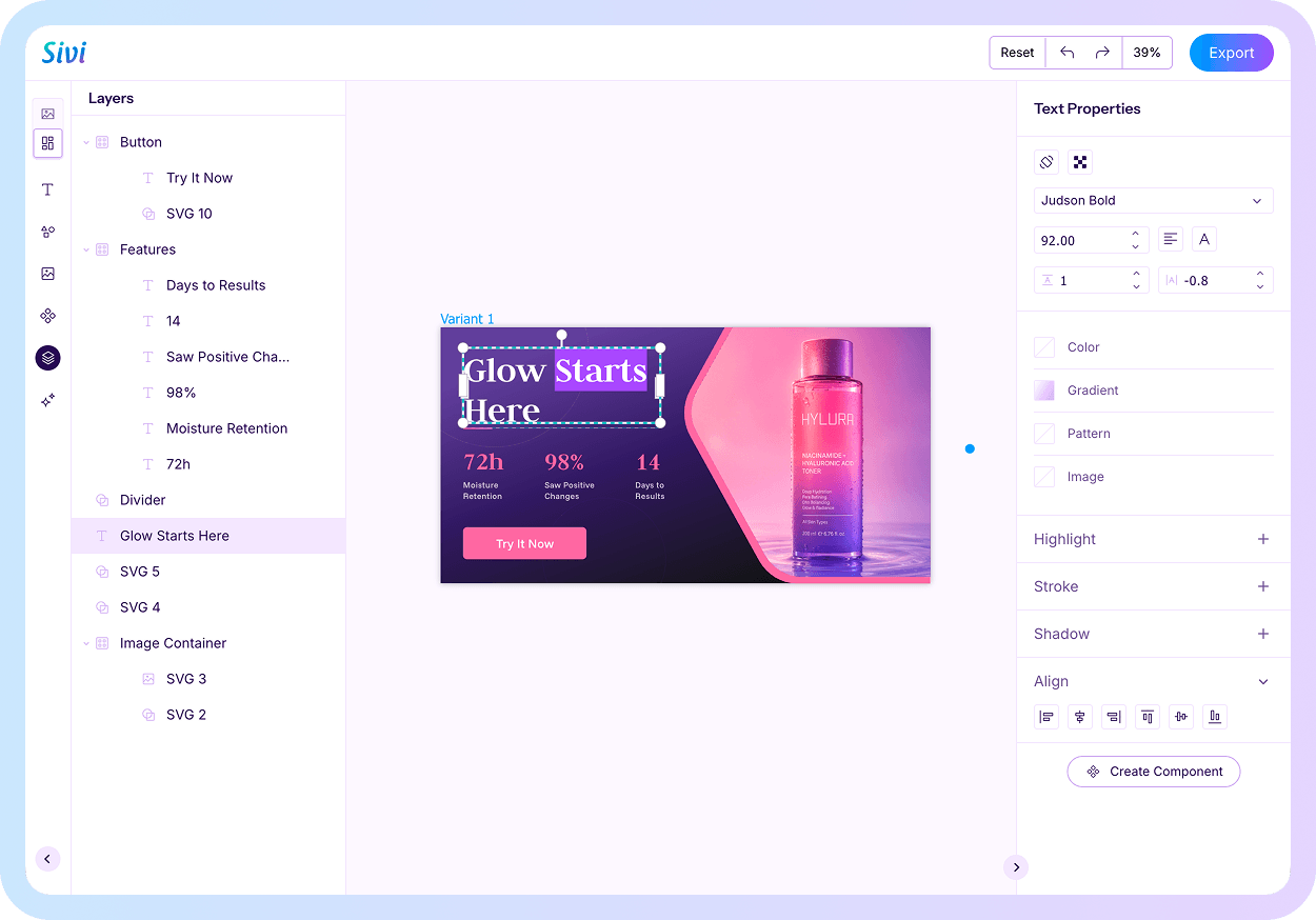 AI Creative Studio to customize layers