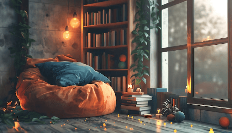 cozy corner with bean bag