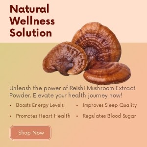 Product banner for reishi mushroom powder - generatedWithSivi