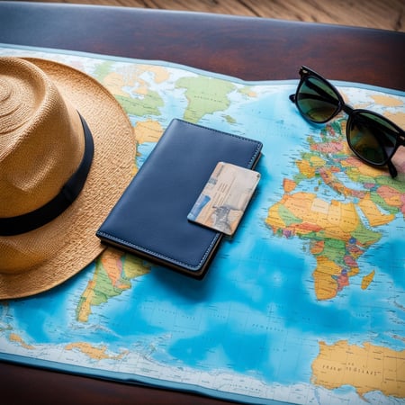 Map and passport documents