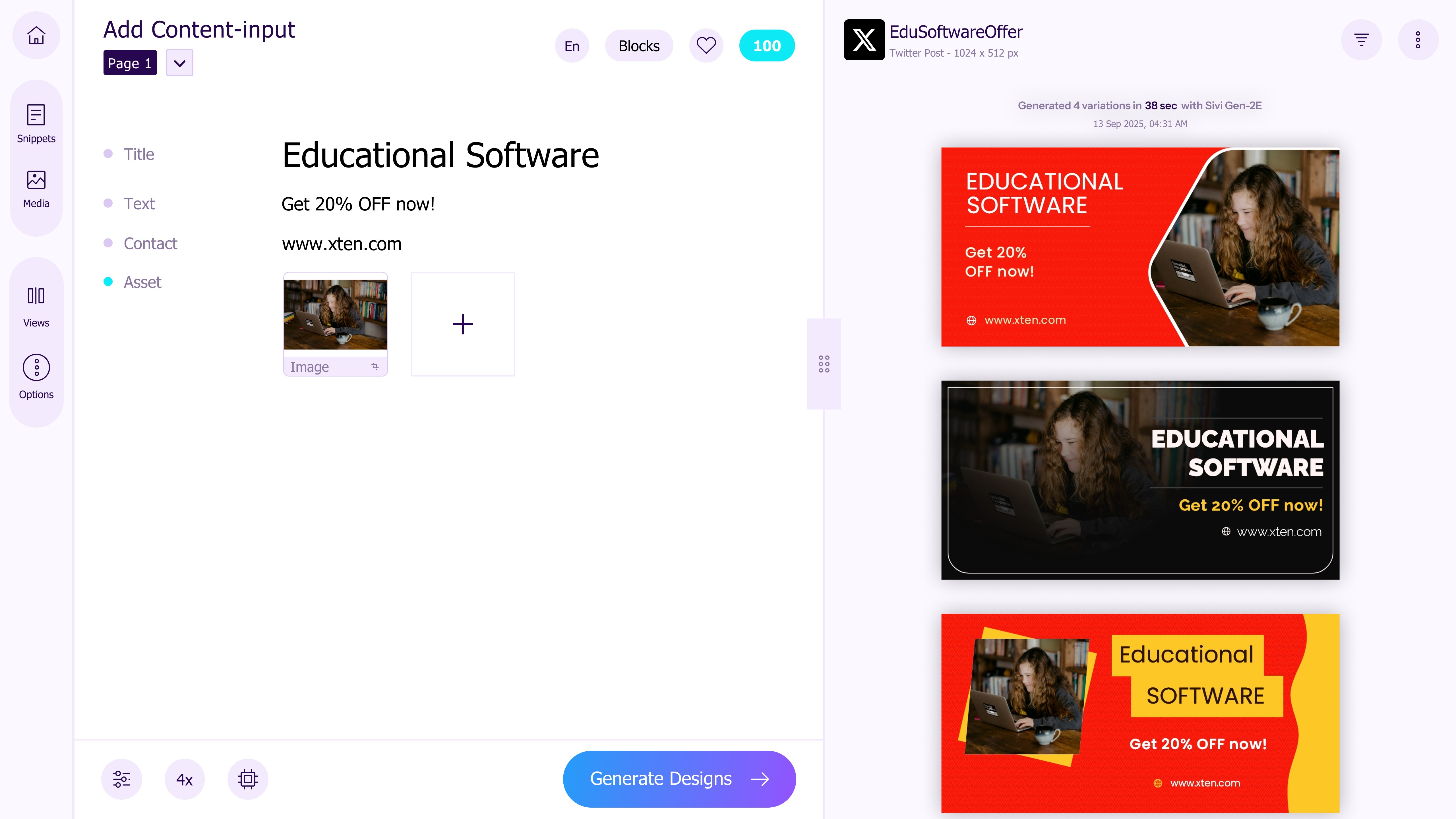 Sivi: Generate sale banner design with your own content