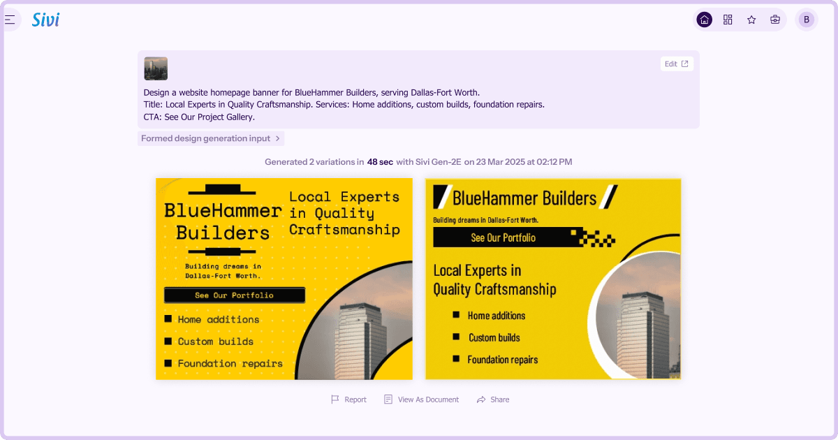 Generate construction banner