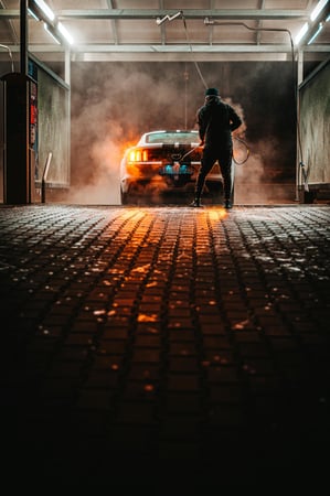 Man car washing