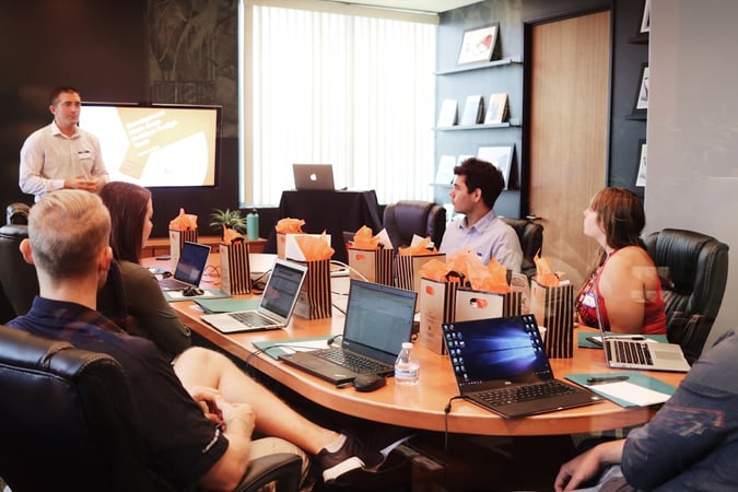 Corporate professionals having meeting