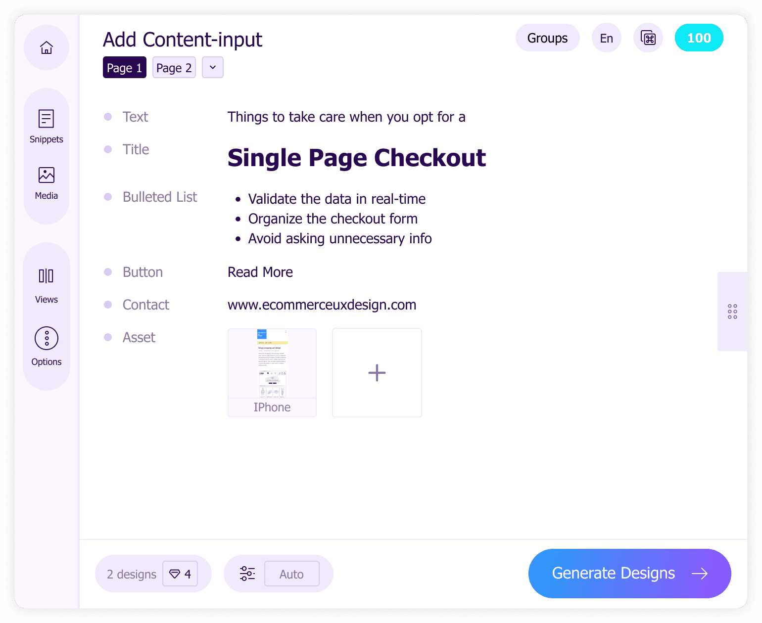 Sivi: Generate design with your own content