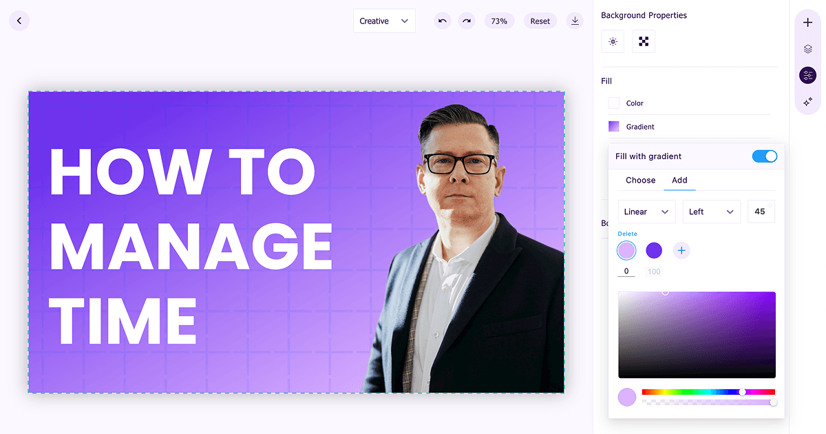 Add background gradient in design editor