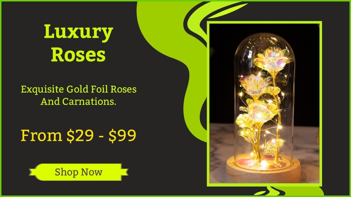 Golden foil rose website hero banner design - generatedWithSivi