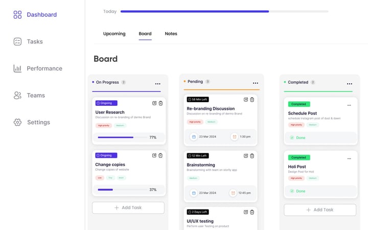 Productivity app screenshot