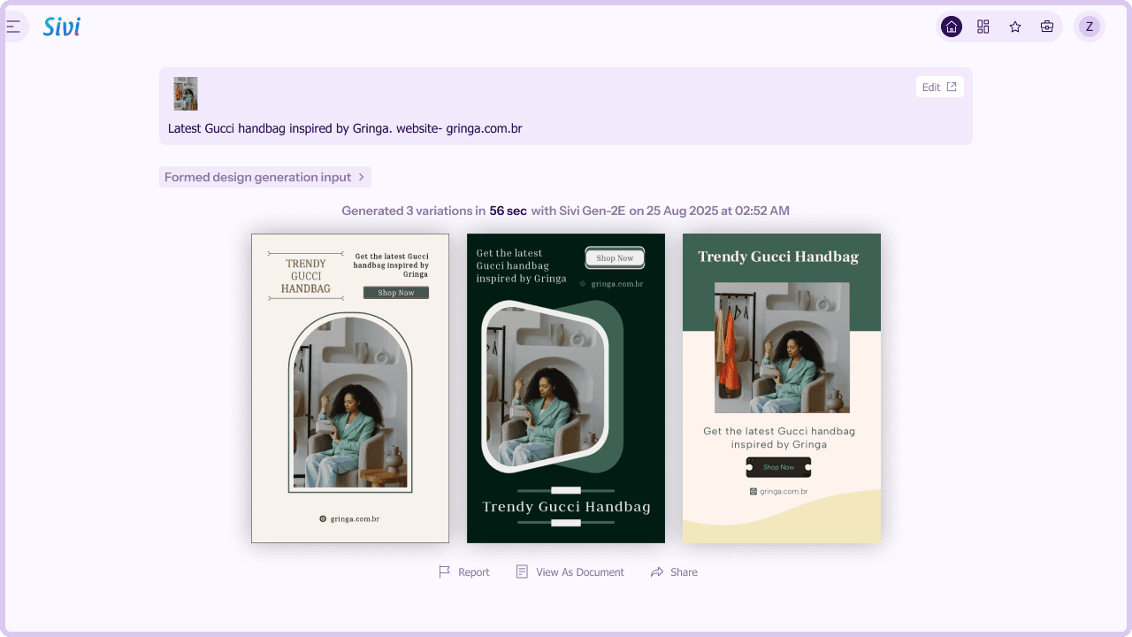 Create ecommerce designs using Sivi AI