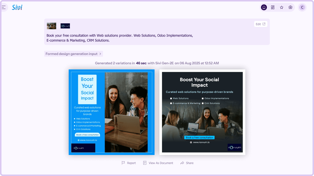 Create graphic designs using Sivi AI