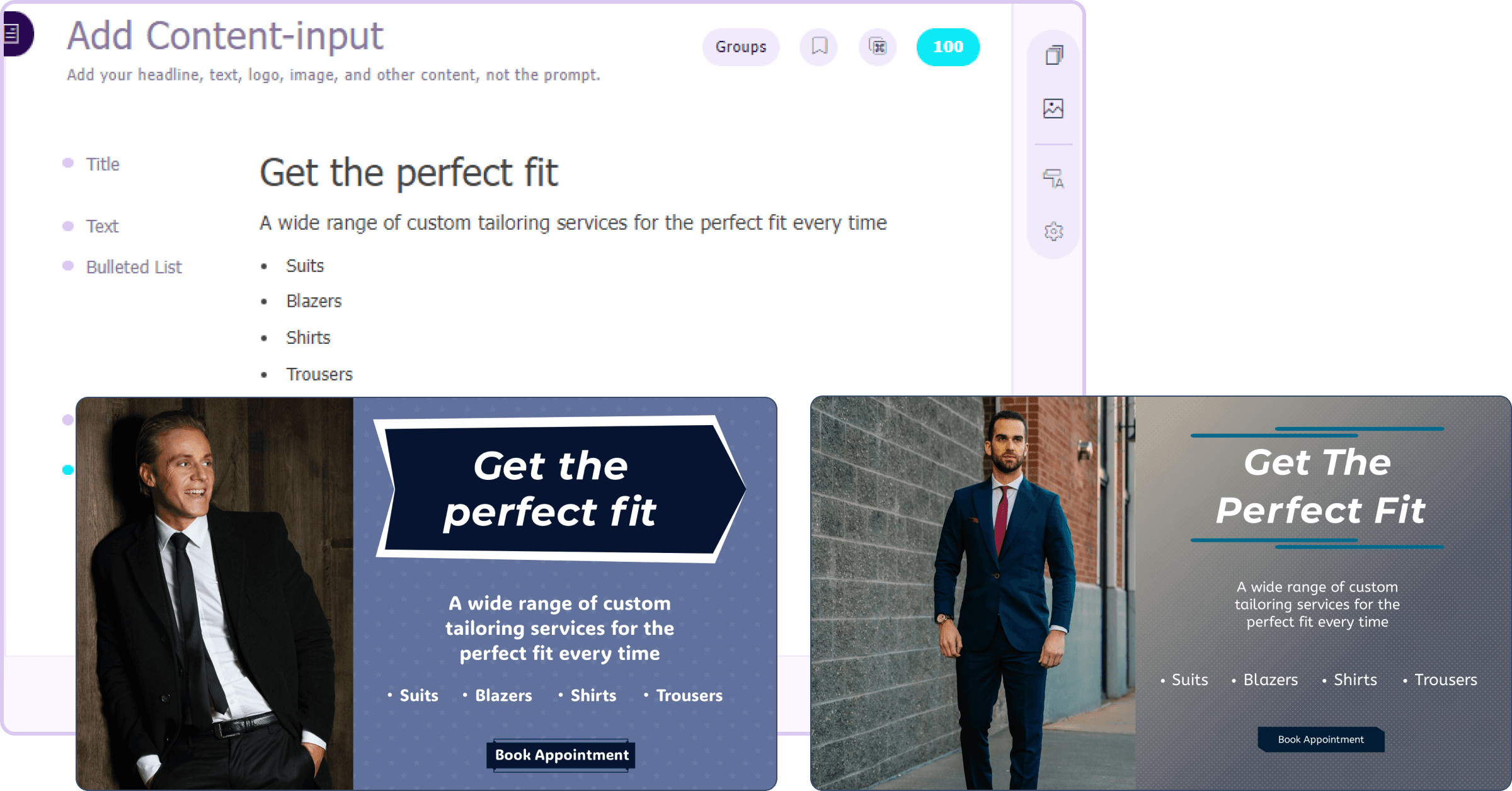 Website hero banner generator