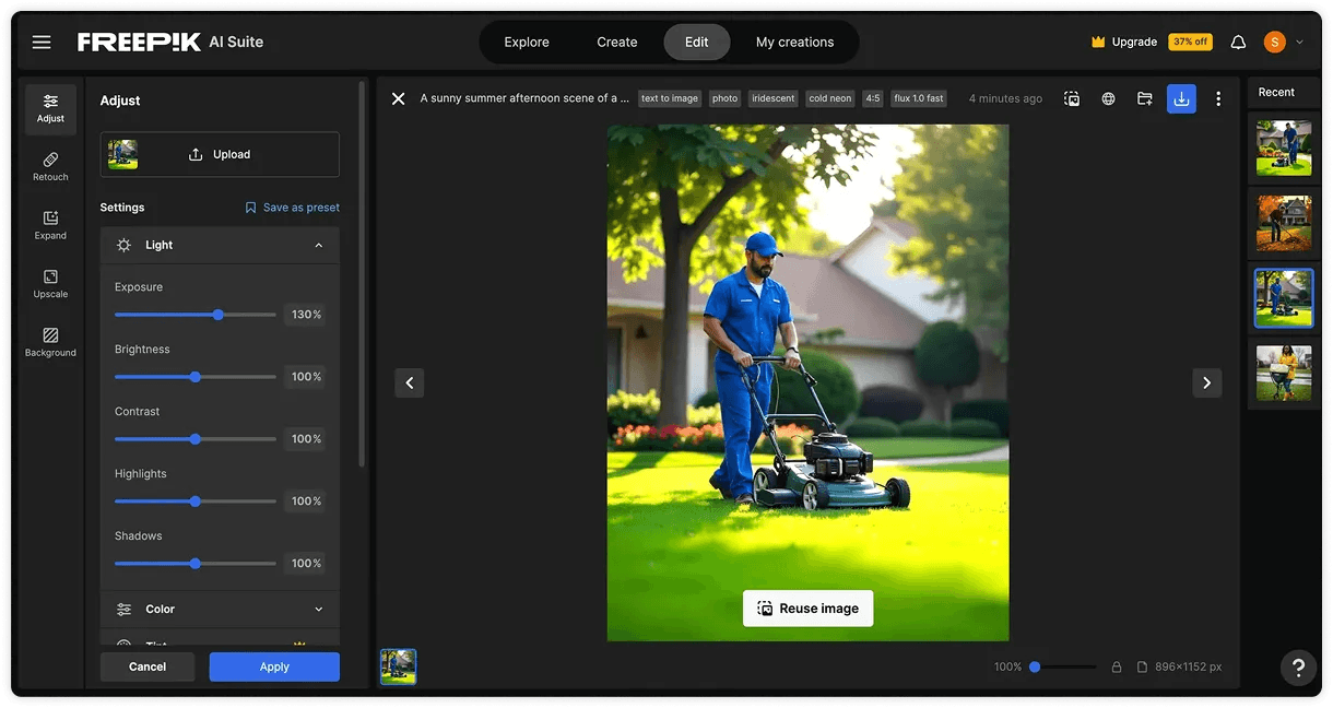 Image generation and editing in Freepik