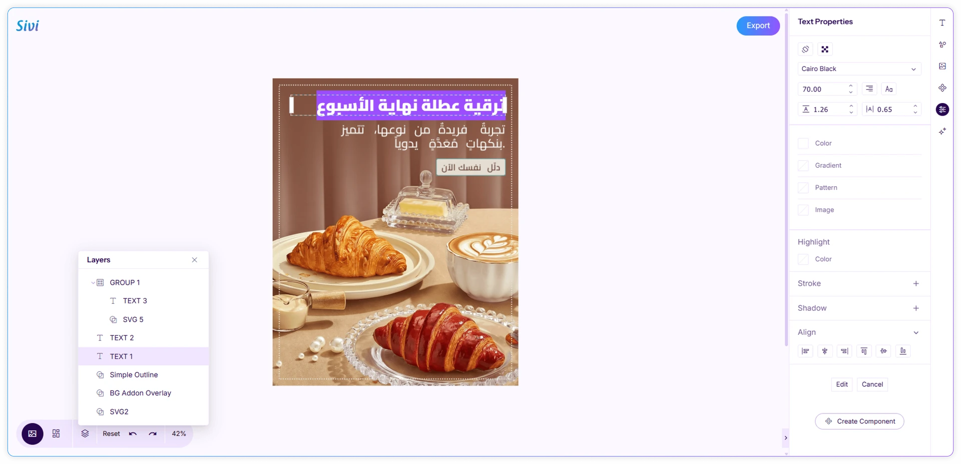 Editing an ad creative generated by Sivi