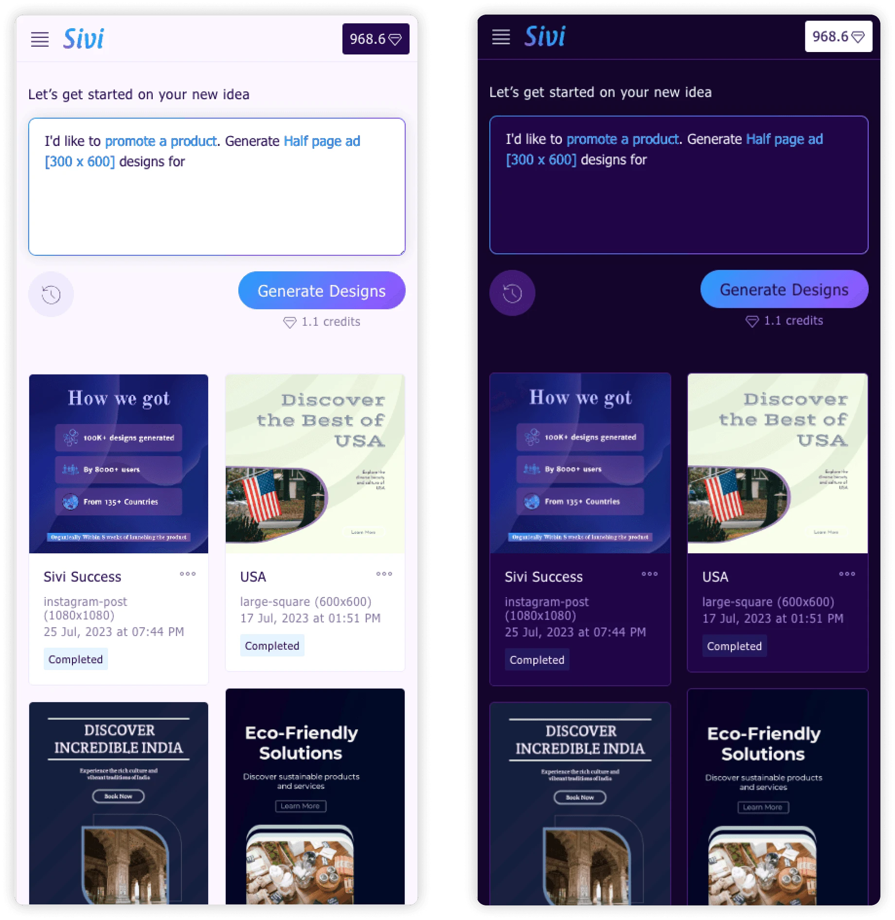 Sivi Light and Dark Themes