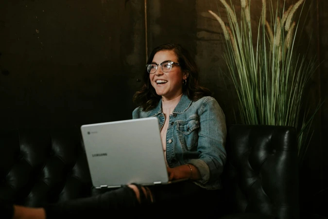 Woman using laptop