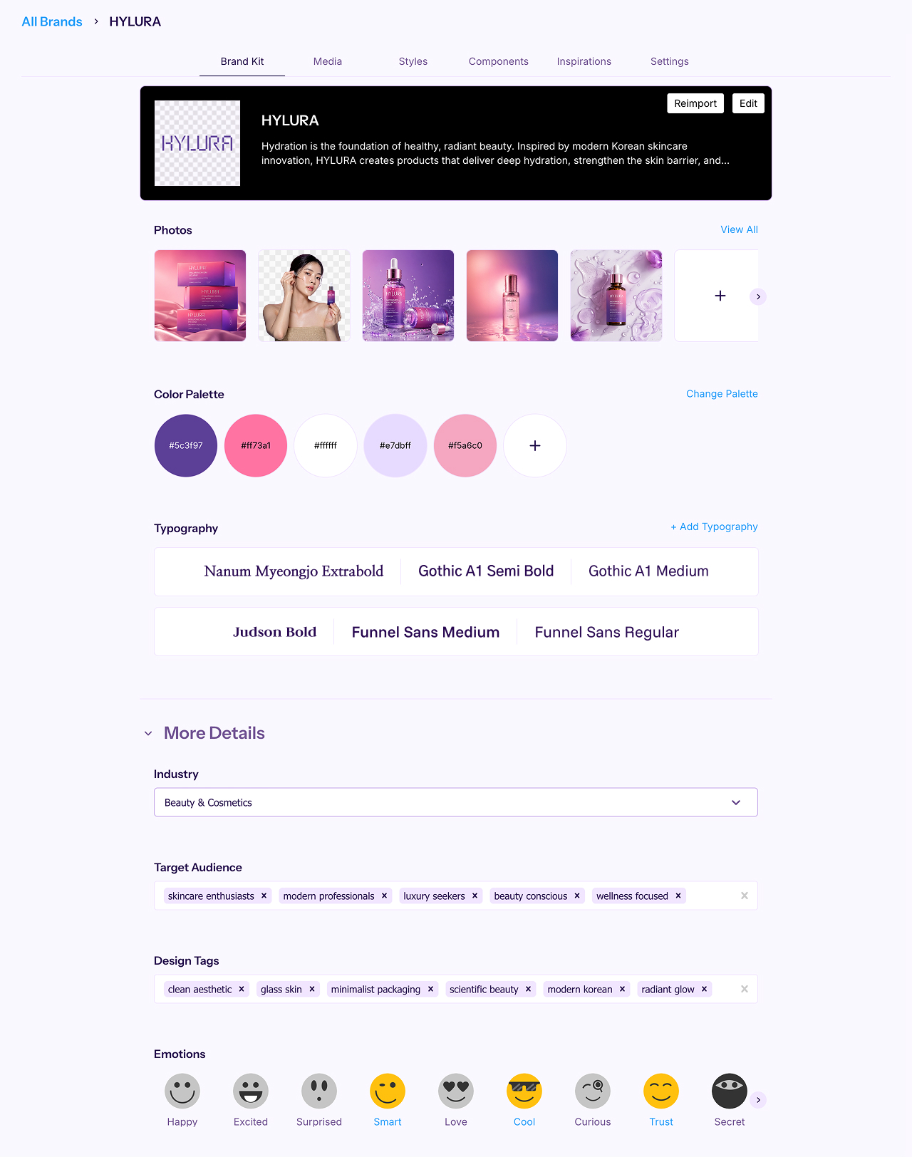 The Hylura brand kit - photos, colour palette, typography and brand details