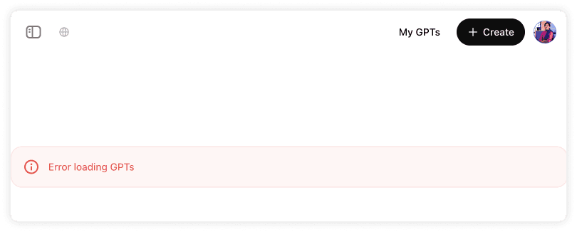 Error loading GPTs
