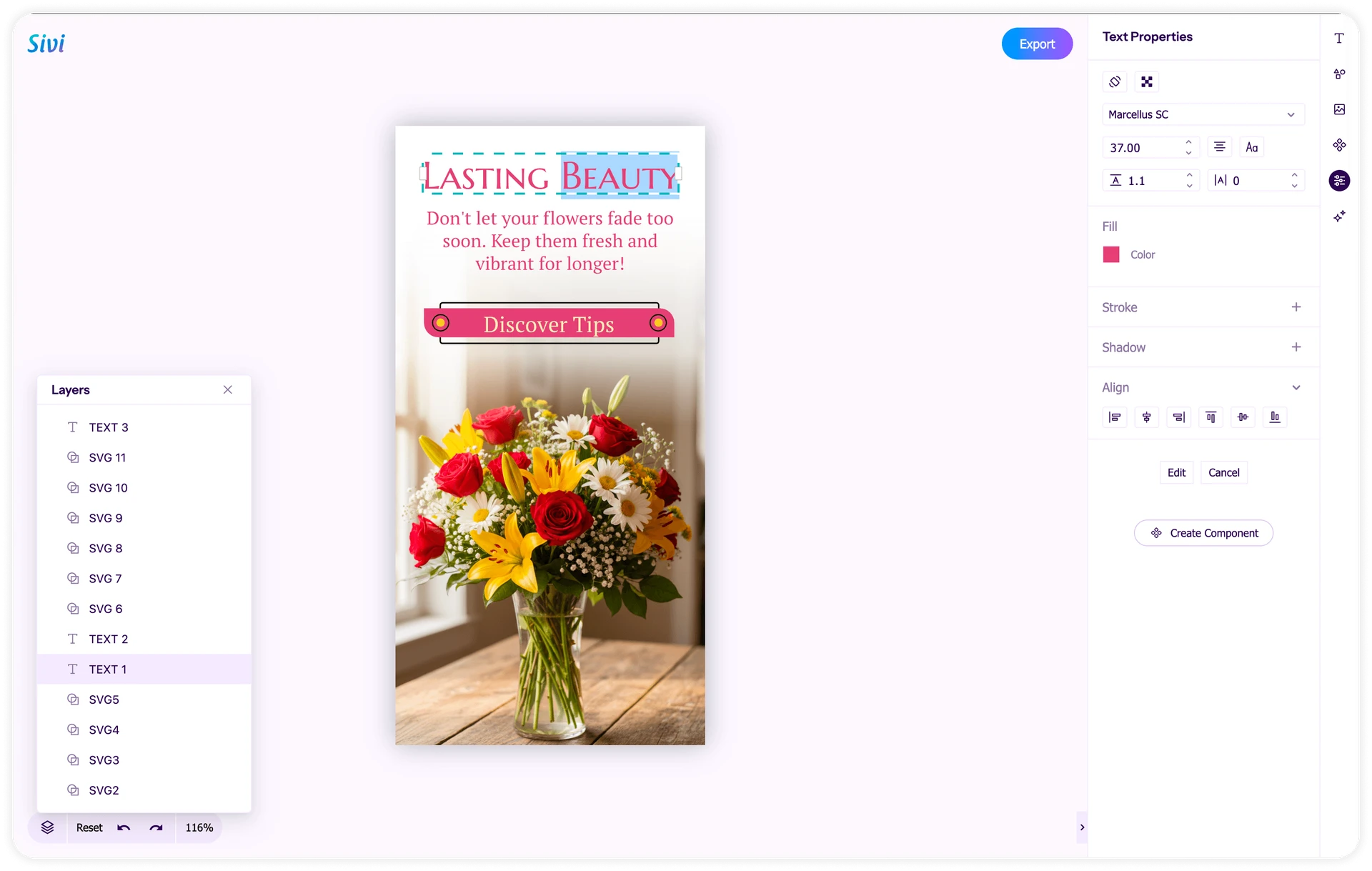 Text-to-design model - editable layers