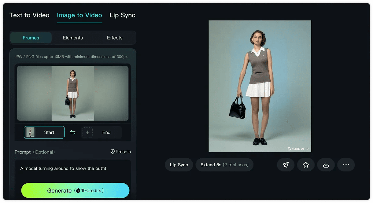 Video generation in Kling