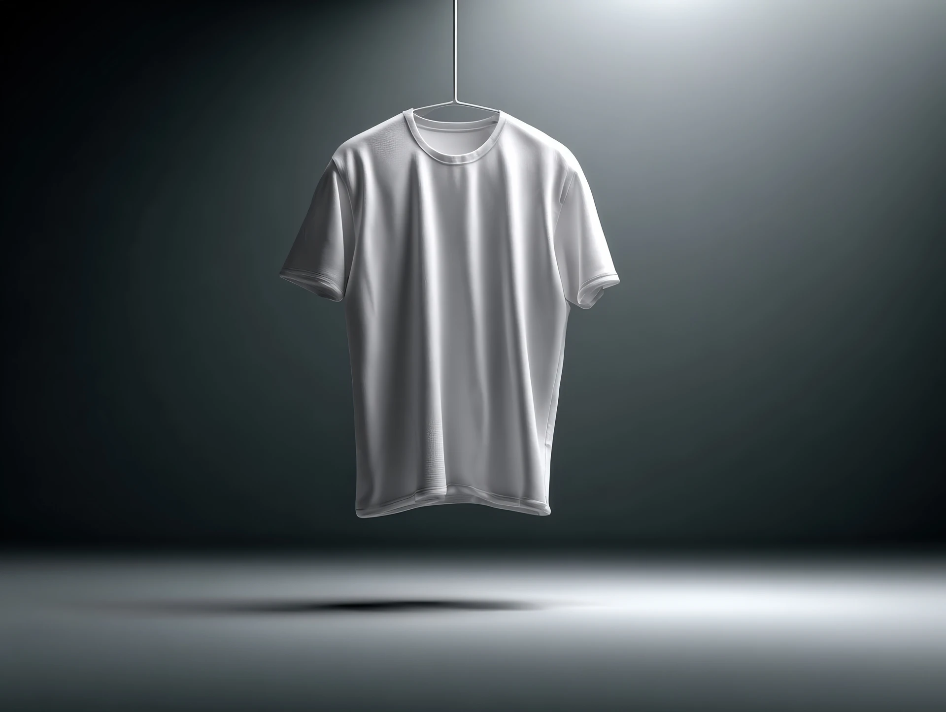 White t-shirt hanging on a hanger